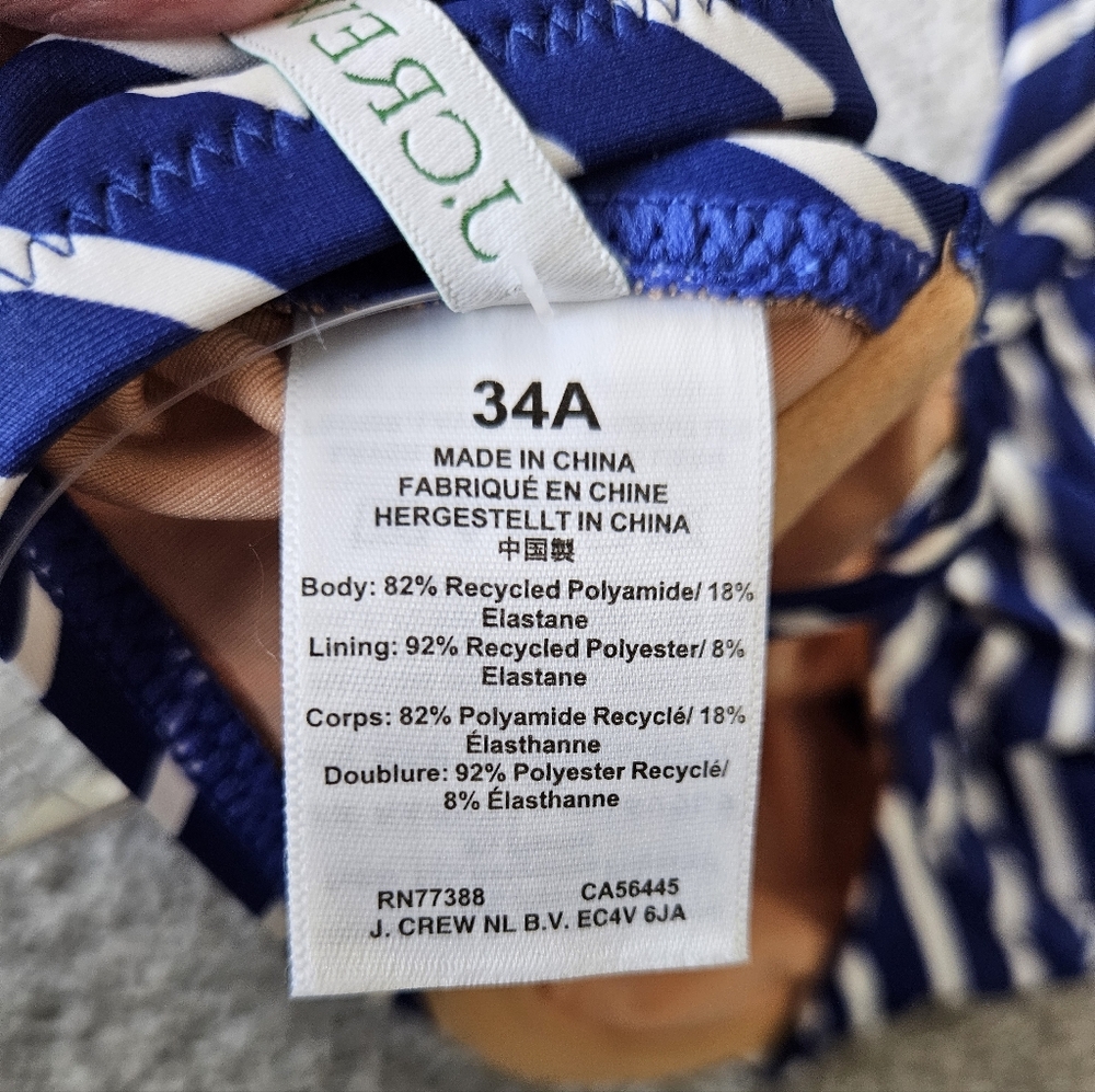 J.Crew striped balconette underwire bikini top, 34A, blue - Picture 8 of 9